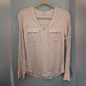 🔥Express Women's Blush Striped V-Neck Blouse